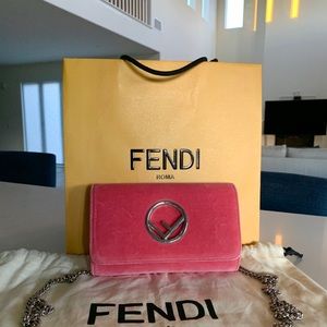 Fendi Wallet on Chain pink velvet
